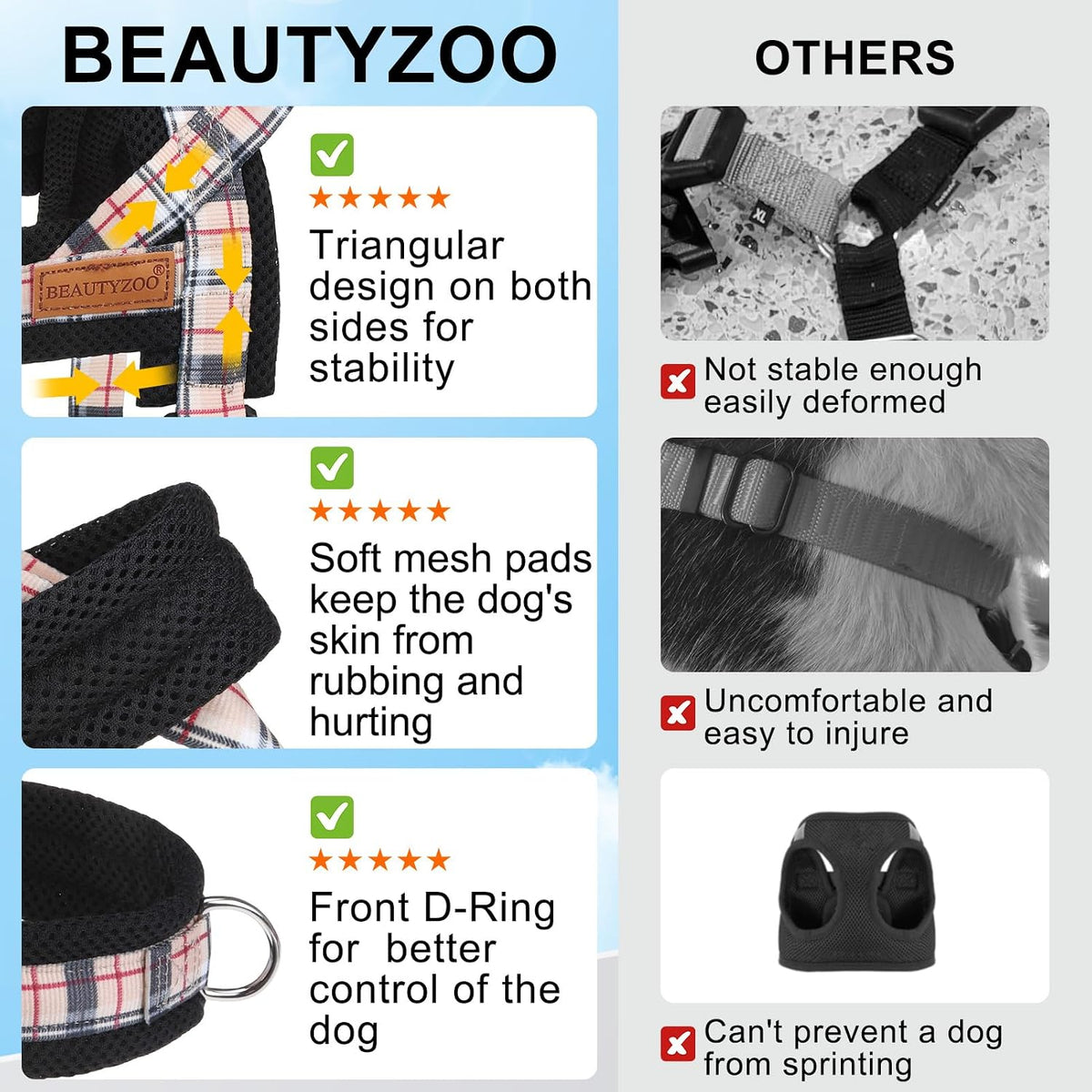 Dog Harness Medium Sized and Leash Set, No Pull Step in Pet Vest