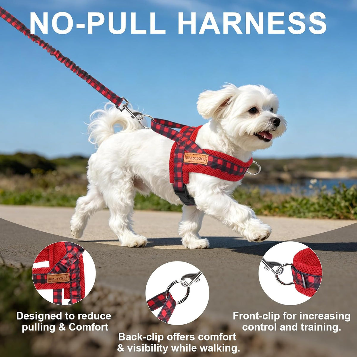 Dog Harness Medium Sized and Leash Set, No Pull Step in Pet Vest
