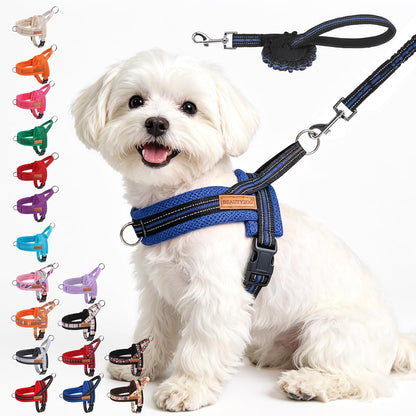 Dog Harness Medium Sized and Leash Set, No Pull Step in Pet Vest