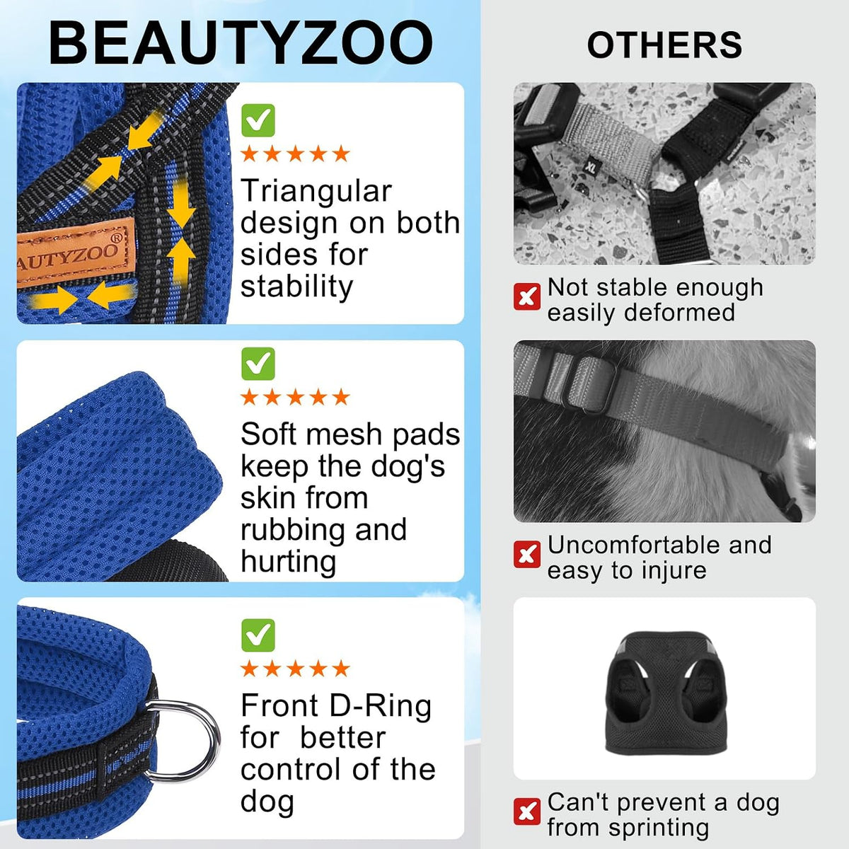 Dog Harness Medium Sized and Leash Set, No Pull Step in Pet Vest