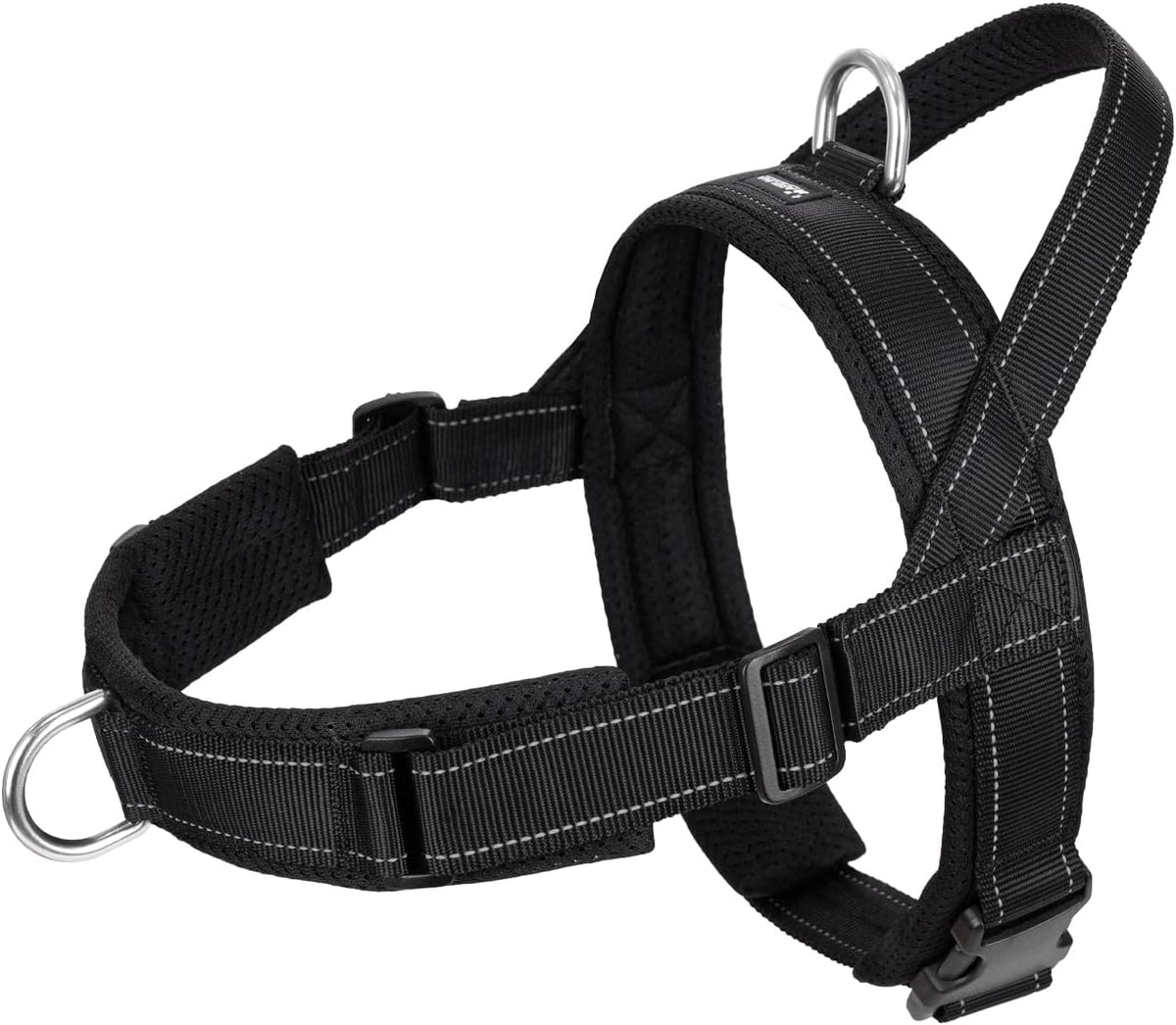 No Pull Dog Harness with Soft Mesh Padded, Fully Adjustable Walking Harness with Handle for Medium Large Dogs, Reflective Front Clip Harness for Training and Hiking, Orange, M