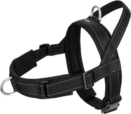 No Pull Dog Harness with Soft Mesh Padded, Fully Adjustable Walking Harness with Handle for Medium Large Dogs, Reflective Front Clip Harness for Training and Hiking, Orange, M