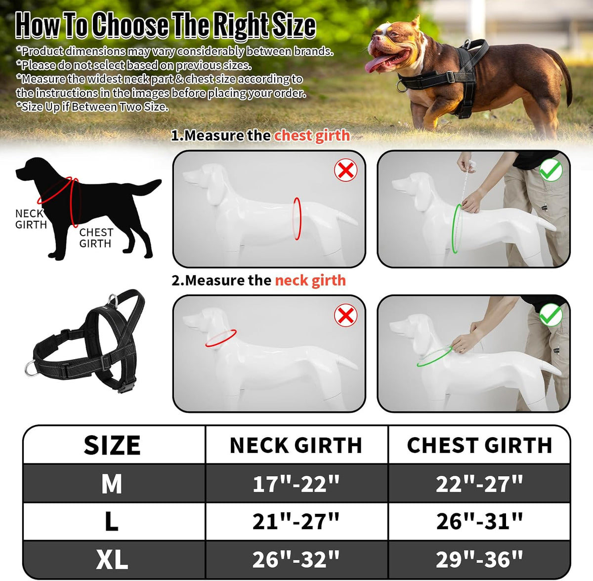 No Pull Dog Harness with Soft Mesh Padded, Fully Adjustable Walking Harness with Handle for Medium Large Dogs, Reflective Front Clip Harness for Training and Hiking, Orange, M