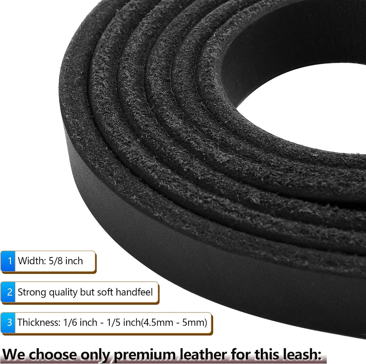 Genuine Leather Dog Leash - Heavy Duty Dog Training Leashes for Large Breed Dogs and Medium Dogs - 4FT / 5FT / 6FT Long with Color Black and Brown