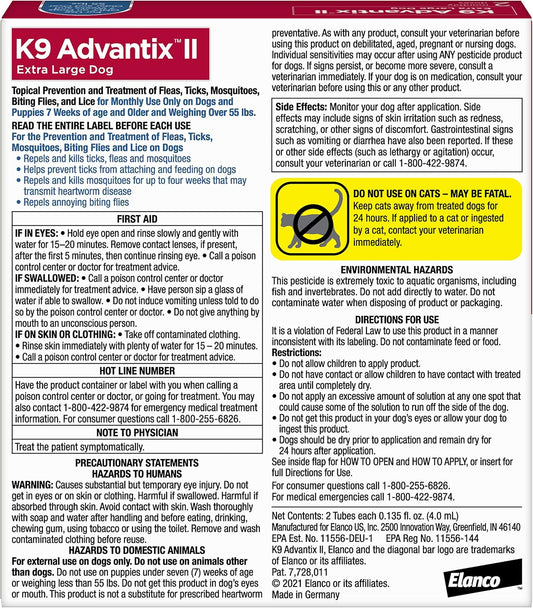 II XL Dog Vet-Recommended Flea, Tick & Mosquito Treatment & Prevention | Dogs Over 55 lbs. | 2-Mo Supply