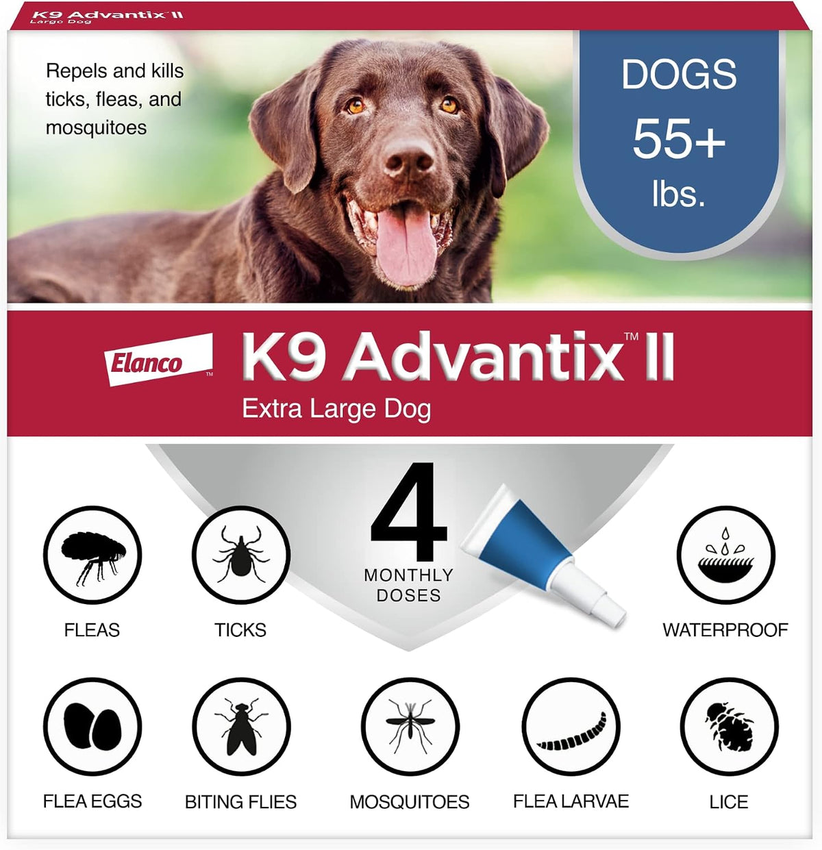 II XL Dog Vet-Recommended Flea, Tick & Mosquito Treatment & Prevention | Dogs Over 55 lbs. | 2-Mo Supply