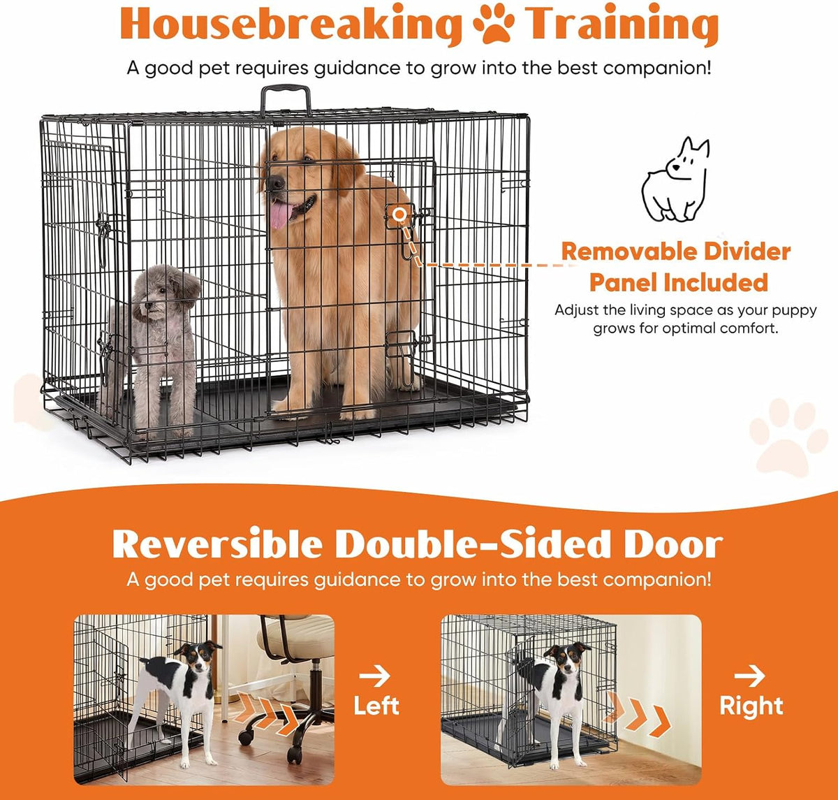 36 Inch Dog Crate, Medium Dog Cage, Foldable Puppy Pet Kennel