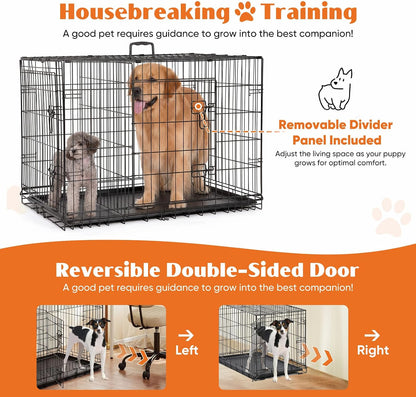 36 Inch Dog Crate, Medium Dog Cage, Foldable Puppy Pet Kennel