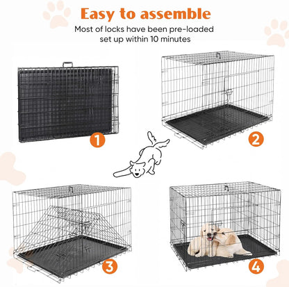 36 Inch Dog Crate, Medium Dog Cage, Foldable Puppy Pet Kennel