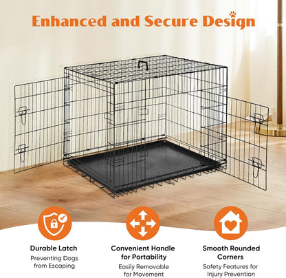 36 Inch Dog Crate, Medium Dog Cage, Foldable Puppy Pet Kennel