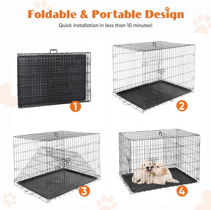 36 Inch Dog Crate, Medium Dog Cage, Foldable Puppy Pet Kennel