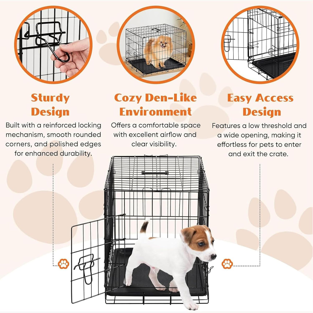 36 Inch Dog Crate, Medium Dog Cage, Foldable Puppy Pet Kennel