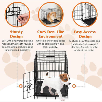 36 Inch Dog Crate, Medium Dog Cage, Foldable Puppy Pet Kennel