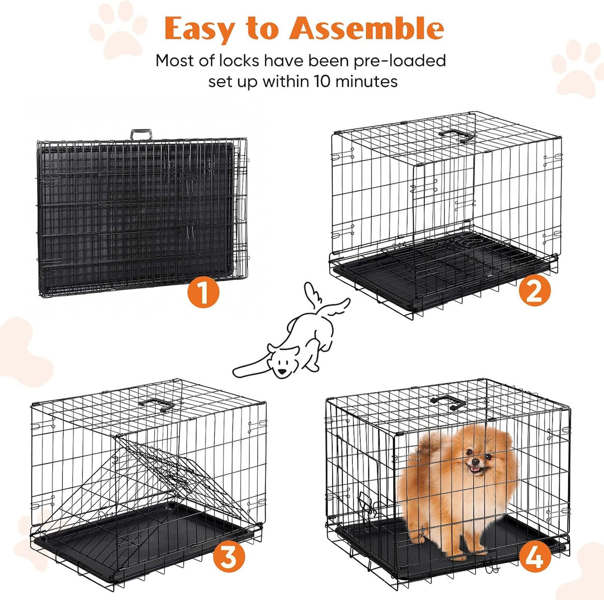 36 Inch Dog Crate, Medium Dog Cage, Foldable Puppy Pet Kennel