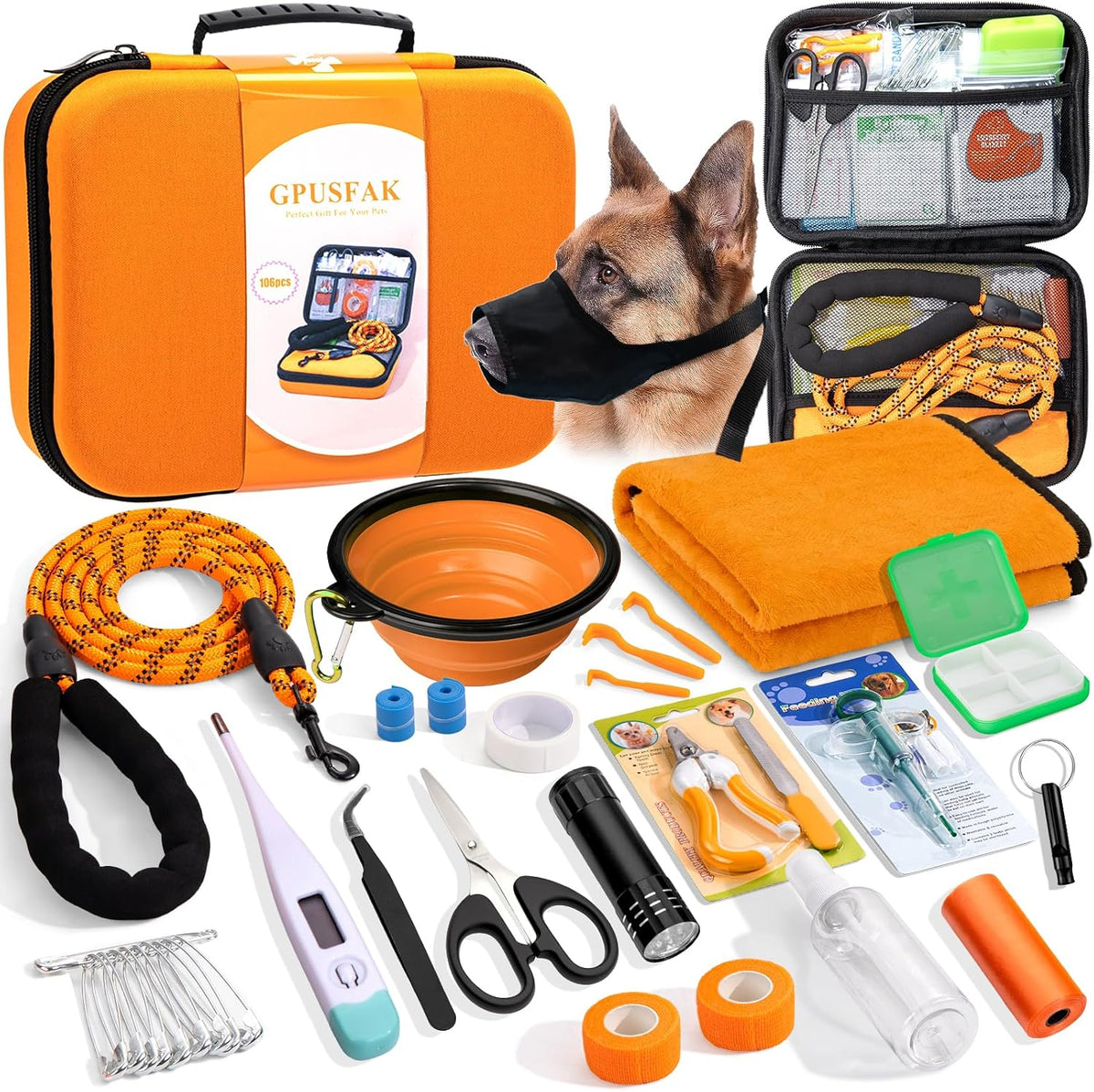 Pet First Aid Kit for Dogs - Pet Emergency Kit for Camping Hiking Traveling Hunting and Sports (Pink)