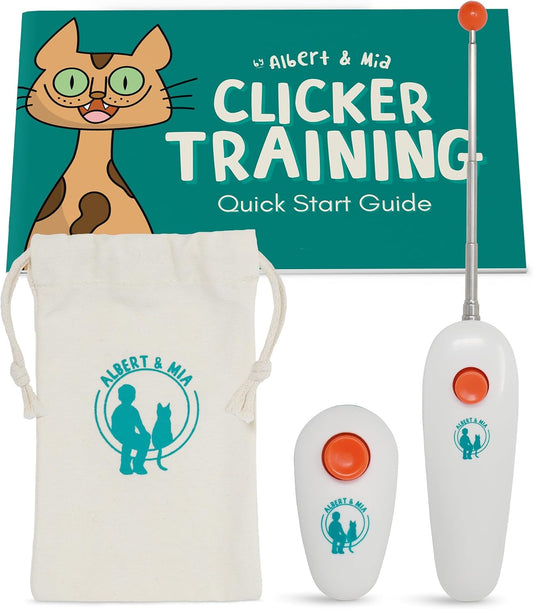 Cat Training Kit Quiet Clicker + Target Stick + Pouch + Guide
