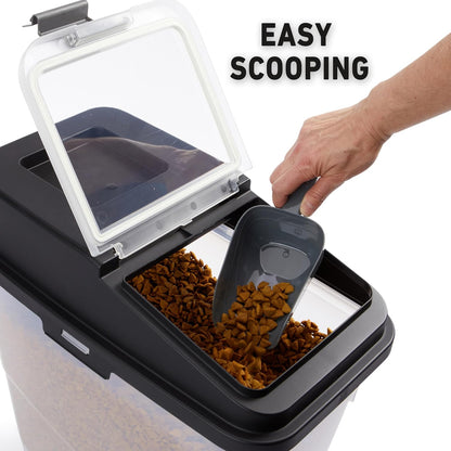 Airtight Dog Food Storage Container, Up to 36 lbs, with Portion Scoop – BPA Free Airtight Pet Food Bin on Wheels