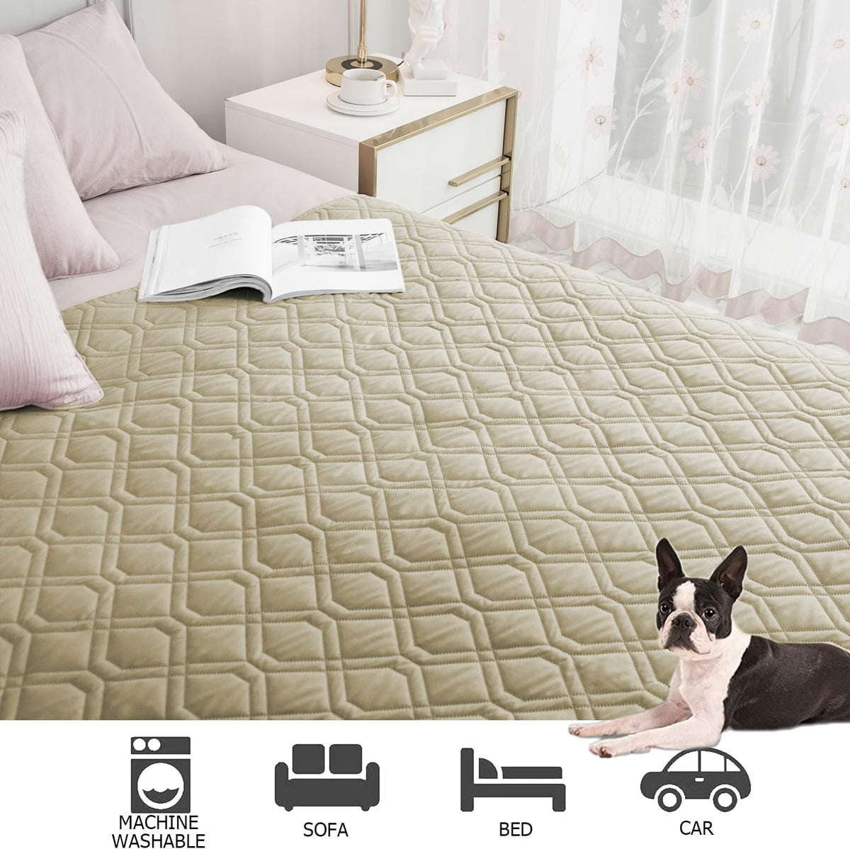 Waterproof Dog Bed Cover Pet Blanket for Furniture Bed Couch Sofa Reversible - Colors A