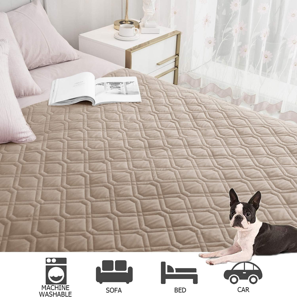 Waterproof Dog Bed Cover Pet Blanket for Furniture Bed Couch Sofa Reversible - Colors A