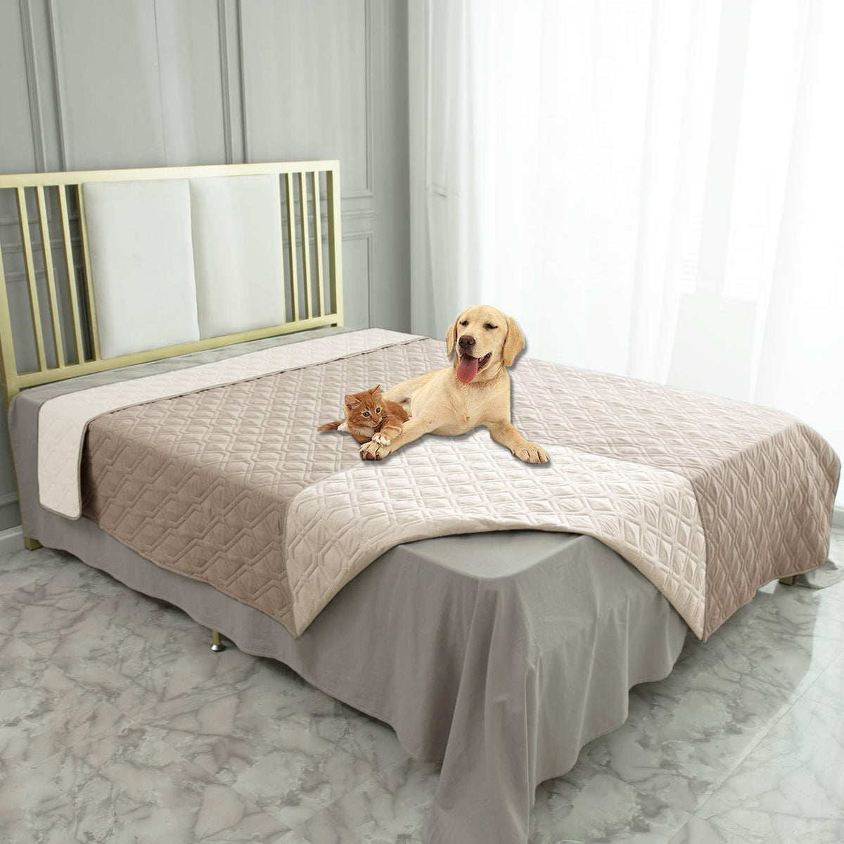 Waterproof Dog Bed Cover Pet Blanket for Furniture Bed Couch Sofa Reversible - Colors A