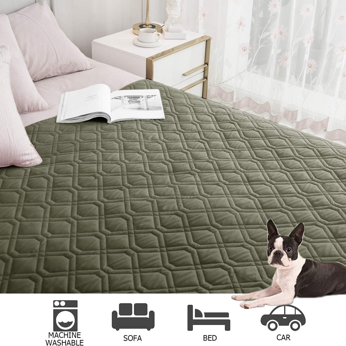 Waterproof Dog Bed Cover Pet Blanket for Furniture Bed Couch Sofa Reversible - Colors A