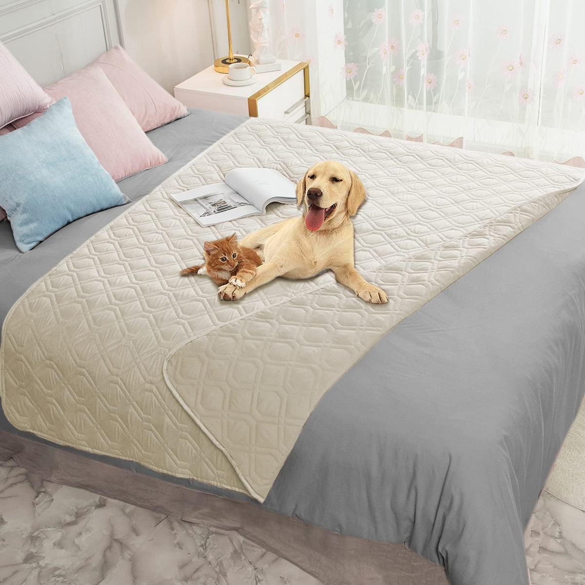 Waterproof Dog Bed Cover Pet Blanket for Furniture Bed Couch Sofa Reversible - Colors A