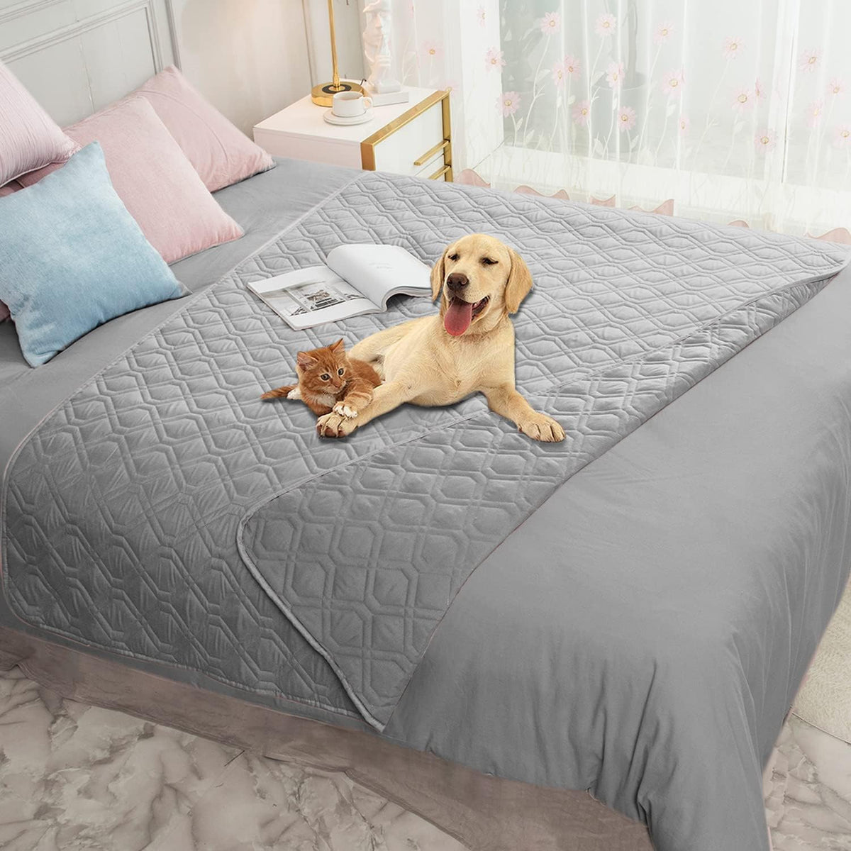 Waterproof Dog Bed Cover Pet Blanket for Furniture Bed Couch Sofa Reversible - Colors A