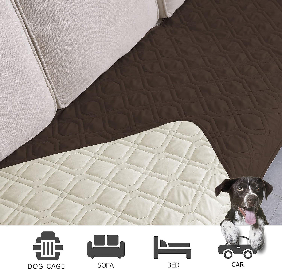 Waterproof Dog Bed Cover Pet Blanket for Furniture Bed Couch Sofa Reversible - Colors A