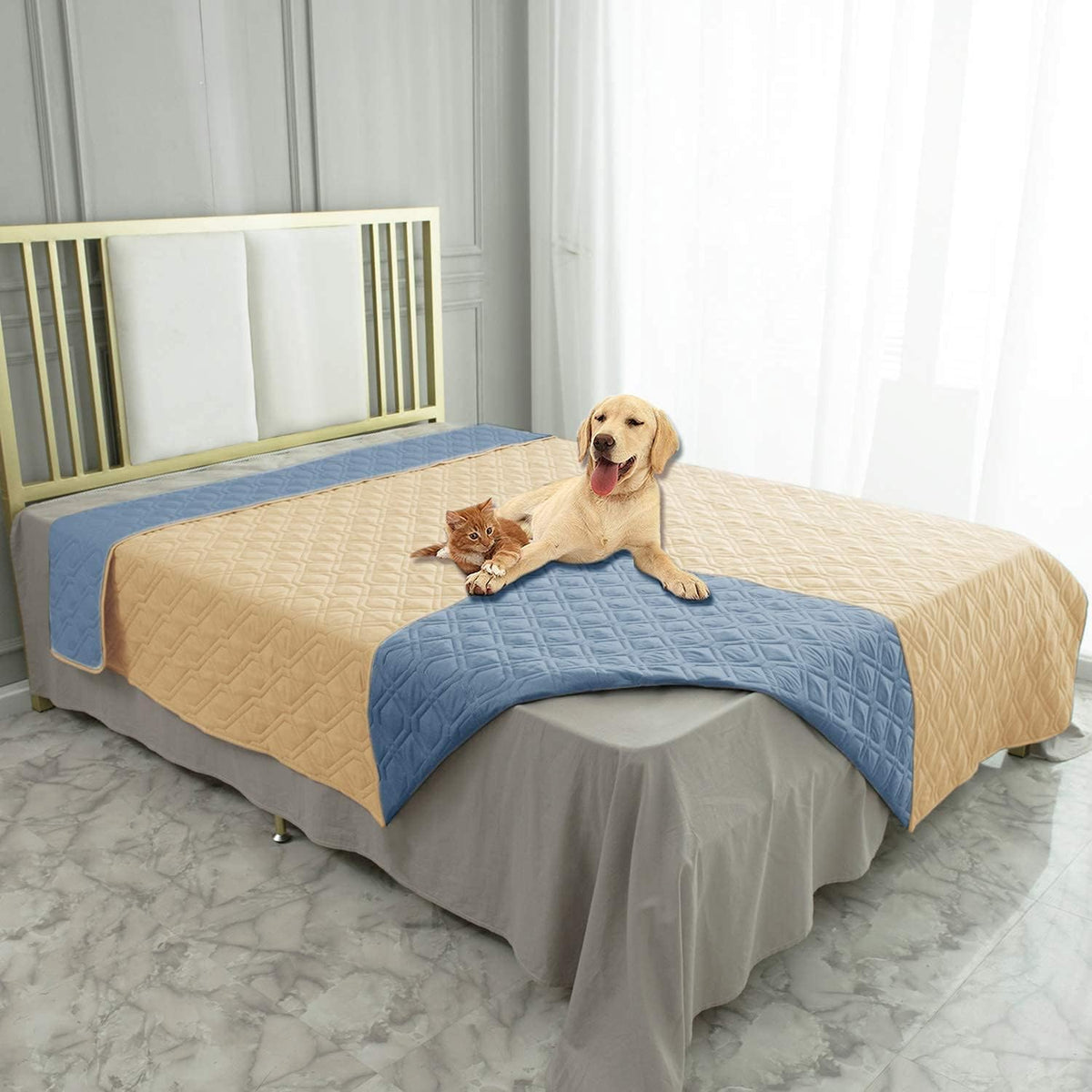Waterproof Dog Bed Cover Pet Blanket for Furniture Bed Couch Sofa Reversible - Colors A