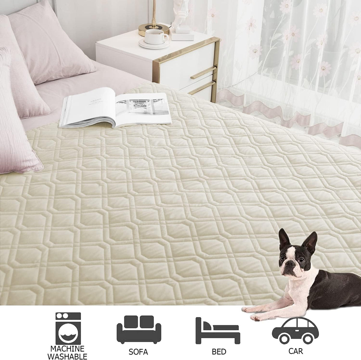 Waterproof Dog Bed Cover Pet Blanket for Furniture Bed Couch Sofa Reversible - Colors A
