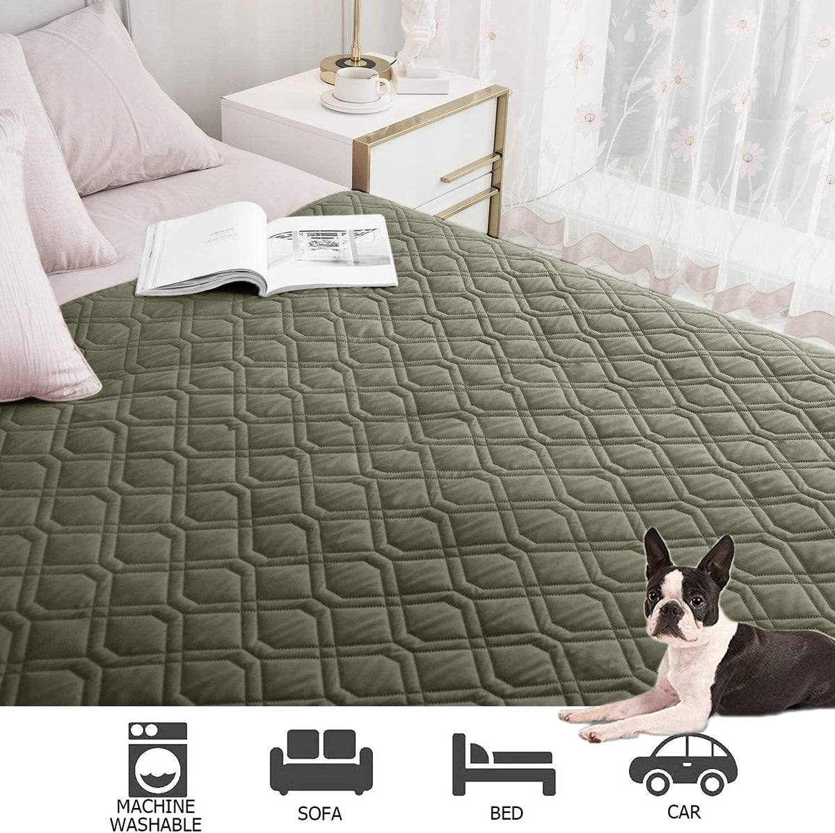 Waterproof Dog Bed Cover Pet Blanket for Furniture Bed Couch Sofa Reversible - Colors A