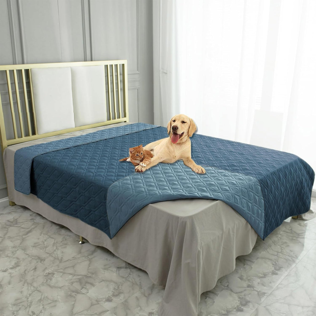 Waterproof Dog Bed Cover Pet Blanket for Furniture Bed Couch Sofa Reversible - Colors A