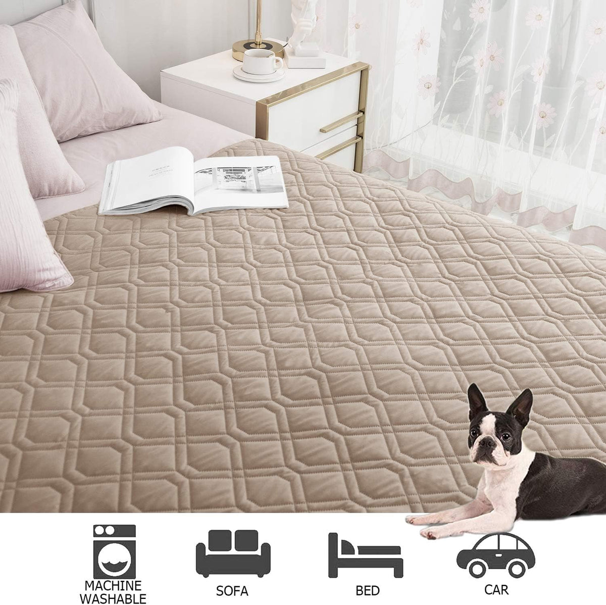 Waterproof Dog Bed Cover Pet Blanket for Furniture Bed Couch Sofa Reversible - Colors A