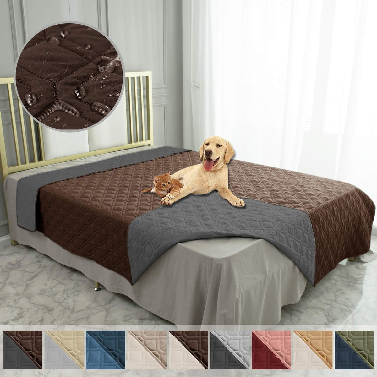 Waterproof Dog Bed Cover Pet Blanket for Furniture Bed Couch Sofa Reversible - Colors A