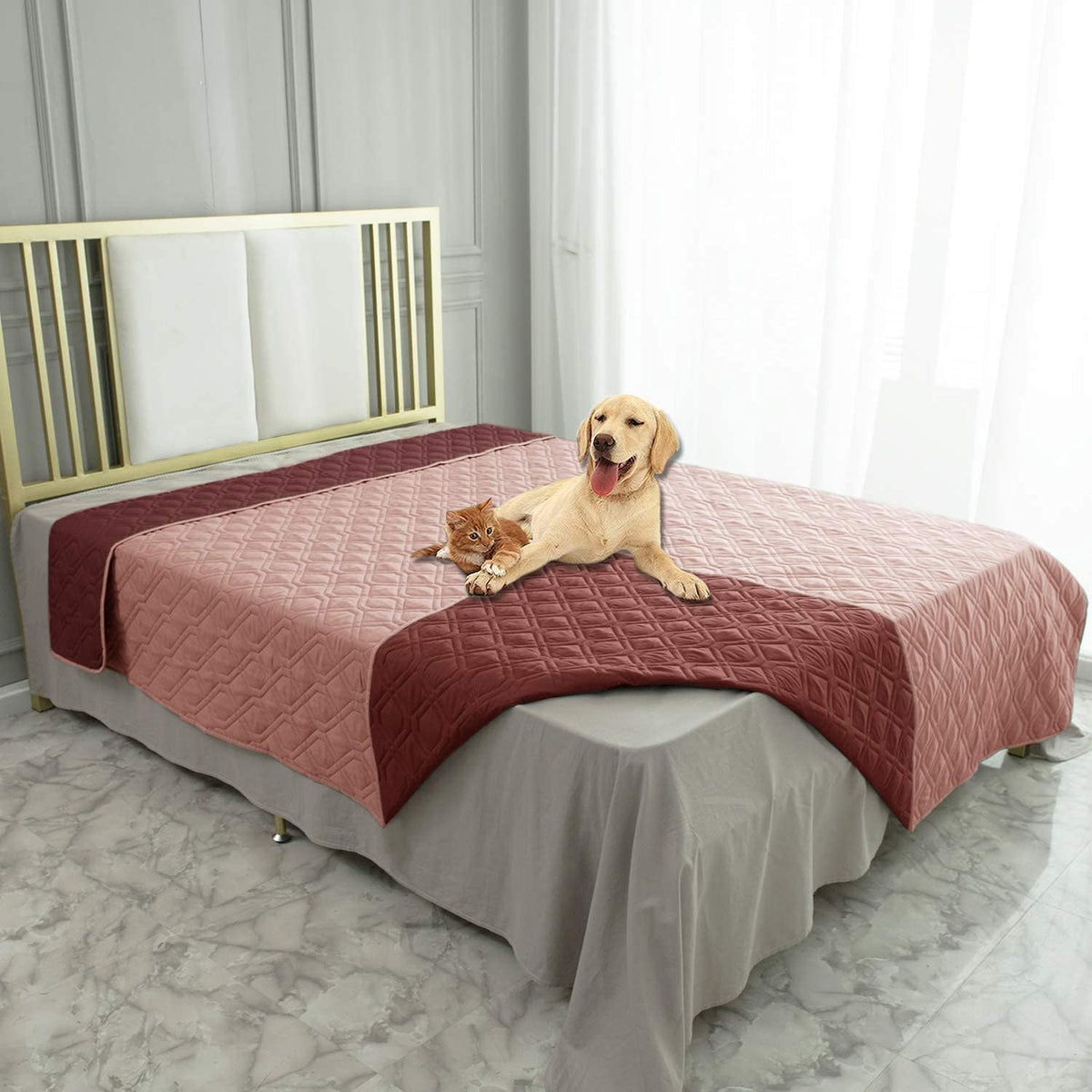Waterproof Dog Bed Cover Pet Blanket for Furniture Bed Couch Sofa Reversible - Colors A