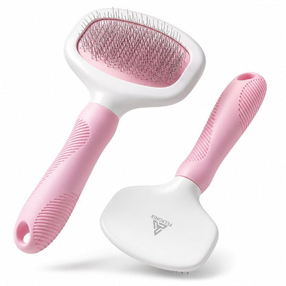 Pink Deshedding Slicker Brush for Long and Short Hair Dogs | Removes Loose Undercoat, Mats and Tangles, Skin Friendly Grooming Comb for Shedding Control on Long and Short Hair