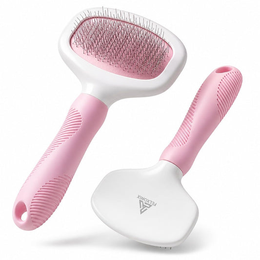 Pink Deshedding Slicker Brush for Long and Short Hair Dogs | Removes Loose Undercoat, Mats and Tangles, Skin Friendly Grooming Comb for Shedding Control on Long and Short Hair