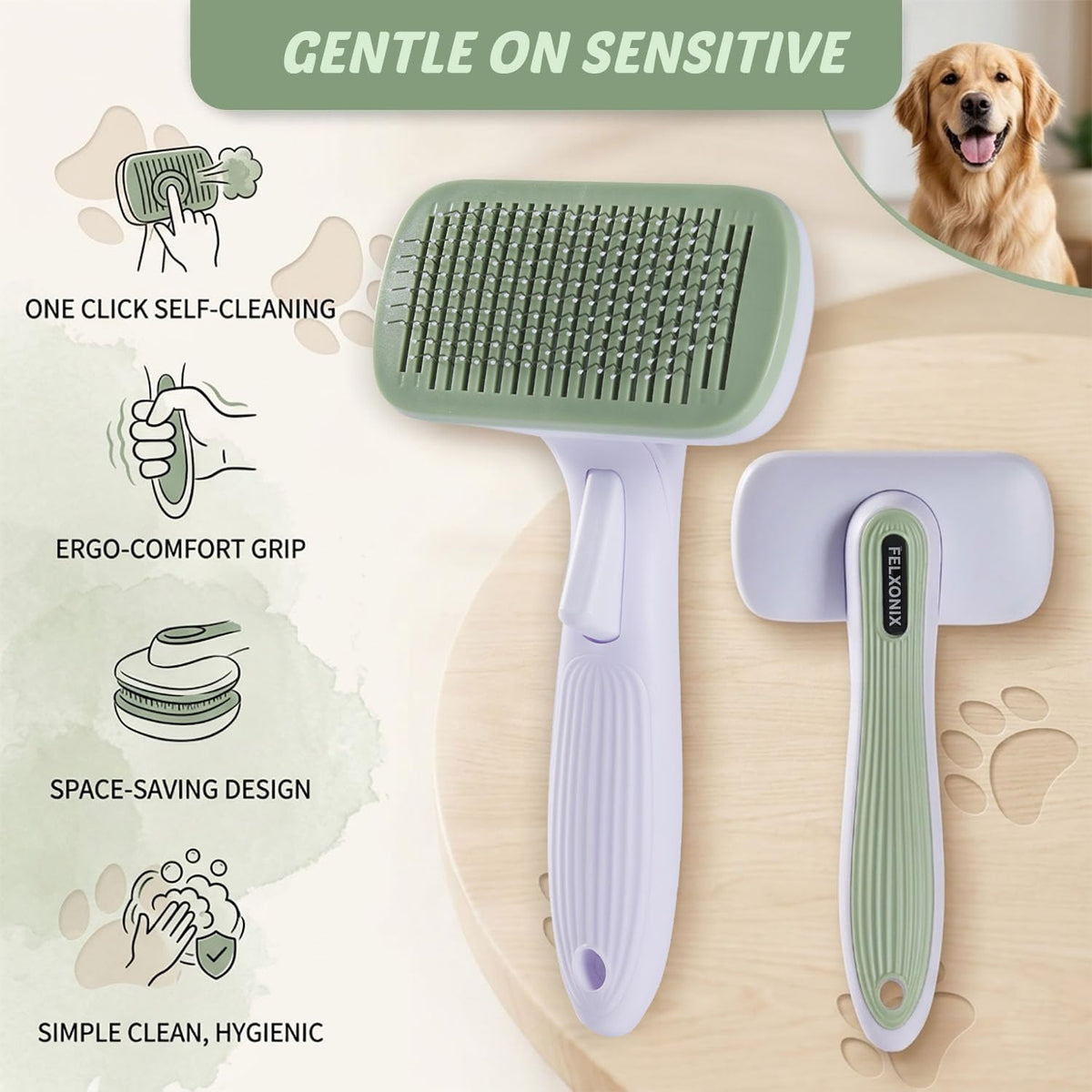 Pink Deshedding Slicker Brush for Long and Short Hair Dogs | Removes Loose Undercoat, Mats and Tangles, Skin Friendly Grooming Comb for Shedding Control on Long and Short Hair