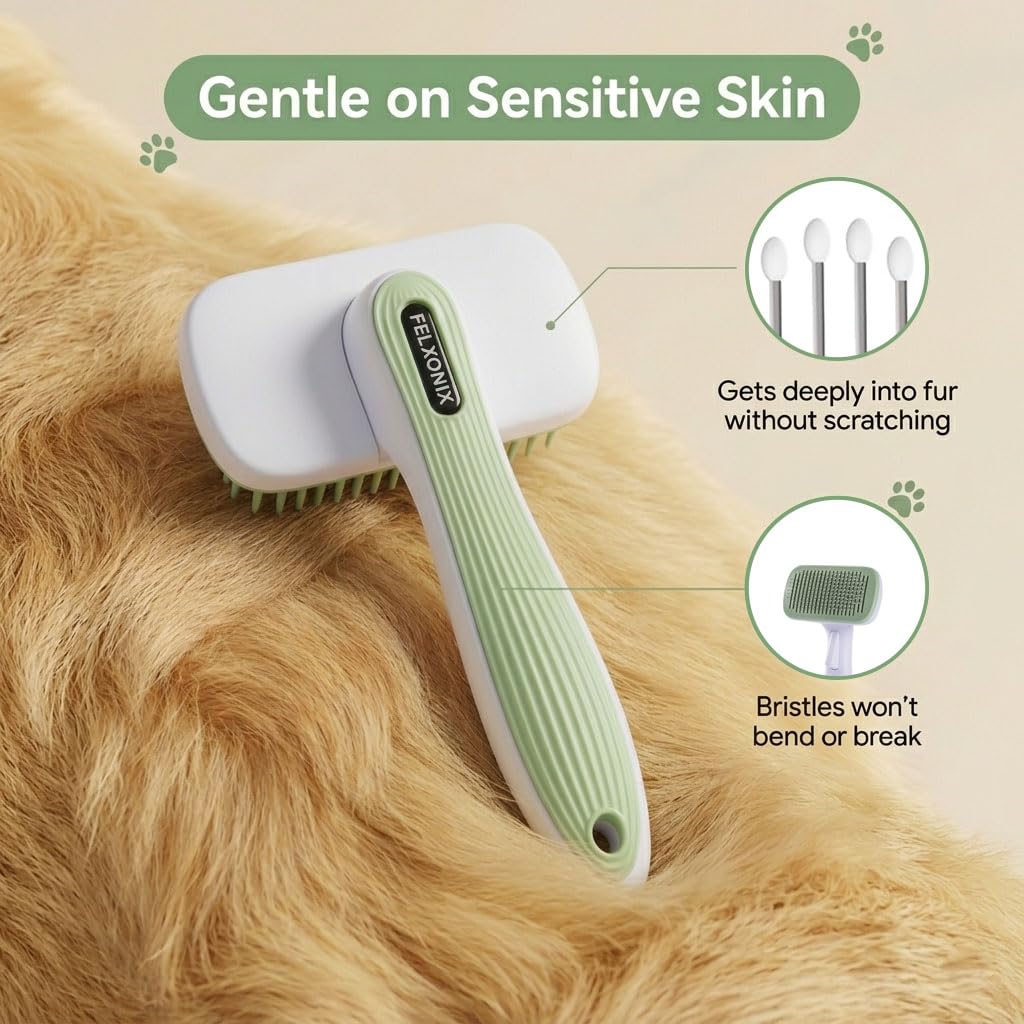 Pink Deshedding Slicker Brush for Long and Short Hair Dogs | Removes Loose Undercoat, Mats and Tangles, Skin Friendly Grooming Comb for Shedding Control on Long and Short Hair