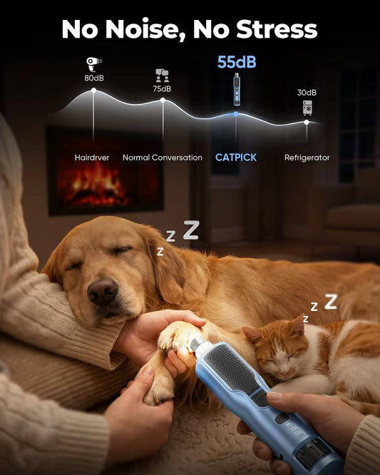7-Speed Quiet Dog & Cat Nail Grinder with 360° LED for Thick Nails
