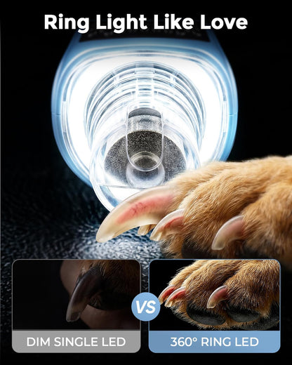 7-Speed Quiet Dog & Cat Nail Grinder with 360° LED for Thick Nails