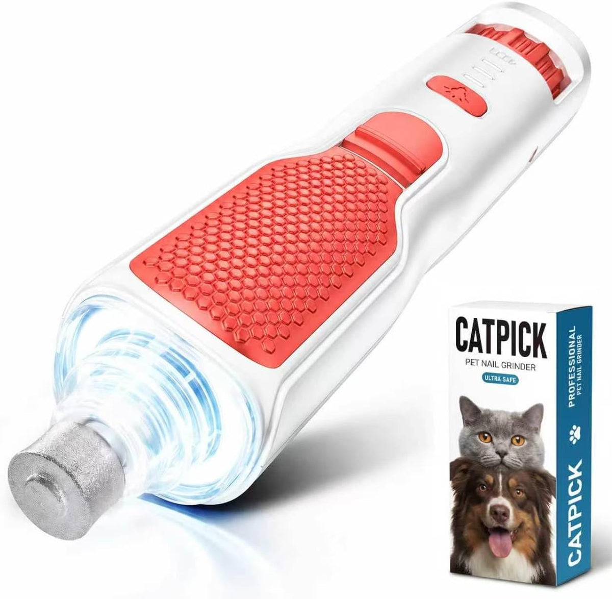 7-Speed Quiet Dog & Cat Nail Grinder with 360° LED for Thick Nails