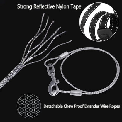 16ft Retractable Dog Leash for Large Breed Dogs up to 110 lbs with a Detachable Chew Proof Extender Wire Ropes (Black L)