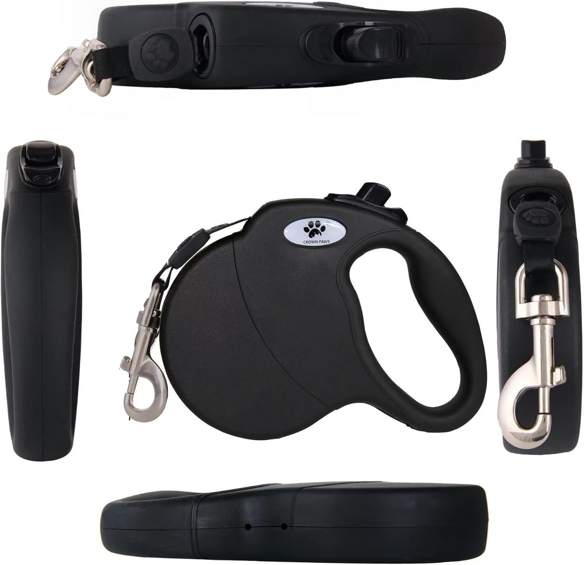16ft Retractable Dog Leash for Large Breed Dogs up to 110 lbs with a Detachable Chew Proof Extender Wire Ropes (Black L)