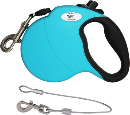 16ft Retractable Dog Leash for Large Breed Dogs up to 110 lbs with a Detachable Chew Proof Extender Wire Ropes (Black L)