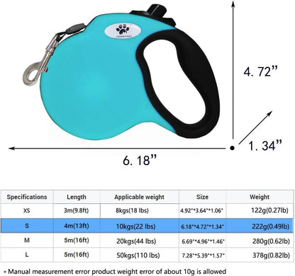 16ft Retractable Dog Leash for Large Breed Dogs up to 110 lbs with a Detachable Chew Proof Extender Wire Ropes (Black L)