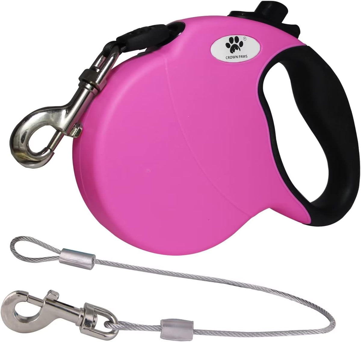 16ft Retractable Dog Leash for Large Breed Dogs up to 110 lbs with a Detachable Chew Proof Extender Wire Ropes (Black L)