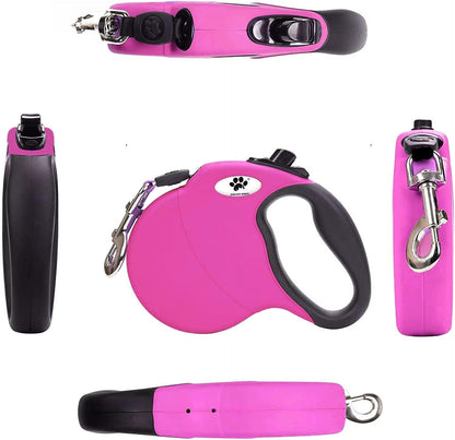 16ft Retractable Dog Leash for Large Breed Dogs up to 110 lbs with a Detachable Chew Proof Extender Wire Ropes (Black L)