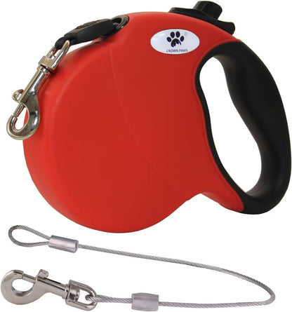 16ft Retractable Dog Leash for Large Breed Dogs up to 110 lbs with a Detachable Chew Proof Extender Wire Ropes (Black L)