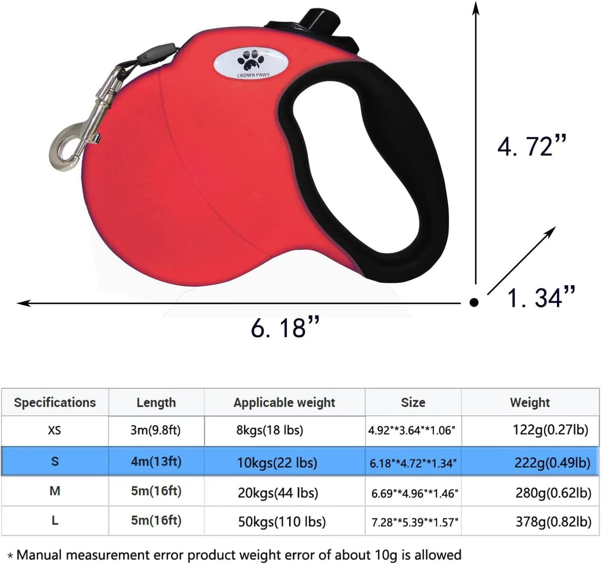 16ft Retractable Dog Leash for Large Breed Dogs up to 110 lbs with a Detachable Chew Proof Extender Wire Ropes (Black L)